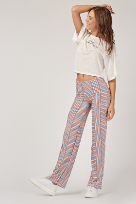 striped straight leg trousers