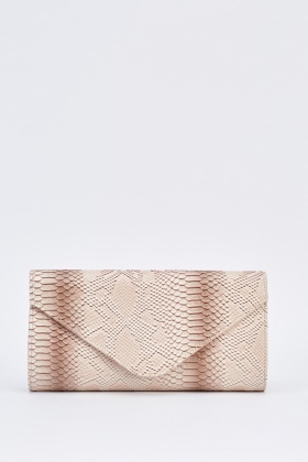 beige snakeskin clutch bag