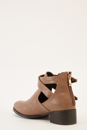 tan cut out ankle boots