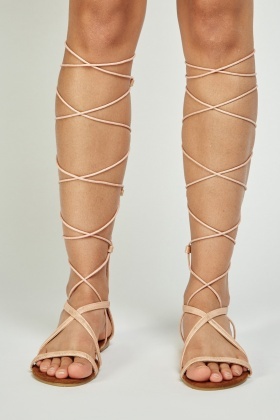 Lace Up Knee High Gladiator Sandals 