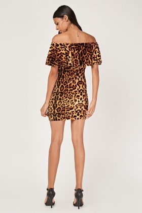 leopard bardot dress
