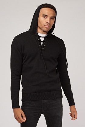 ribbed knit hoodie