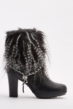 heeled boots with fur trim