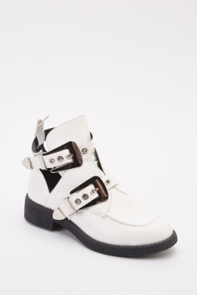 Cut Out Buckle Straps Ankle Boots - Just $6