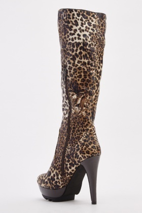 leopard print knee boots