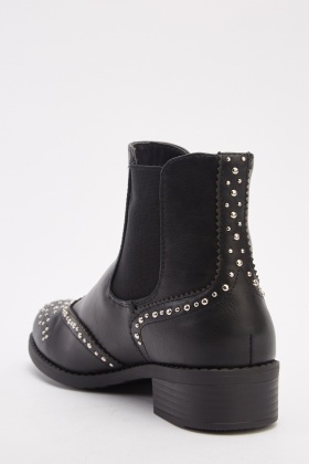 black studded chelsea ankle boots