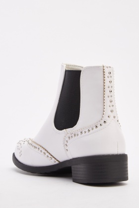 Studded Trim Chelsea Ankle Boots - Just $6