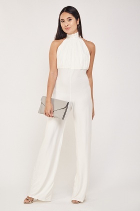 white halter neck jumpsuit