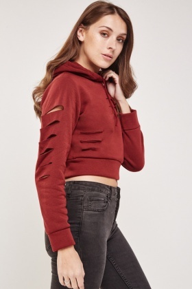cropped cut out hoodie