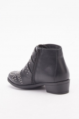 leather studded ankle boots