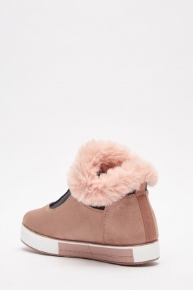 Fluffy Contrast Suedette Trainers - Just $6