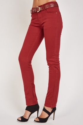 burgundy straight leg jeans