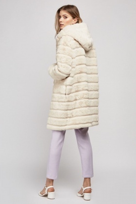 cream coat with fur hood