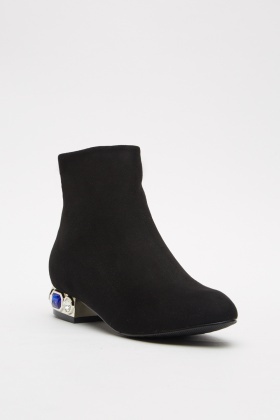 Diamante Heel Detailed Ankle Boots 