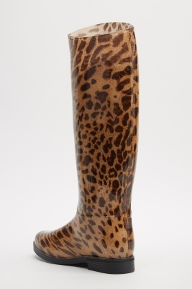 leopard print rain boots