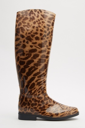 leopard print rubber boots