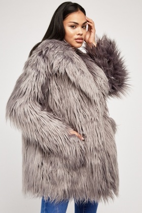 fluffy fur coat with hood