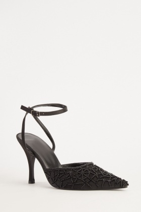 black beaded heels