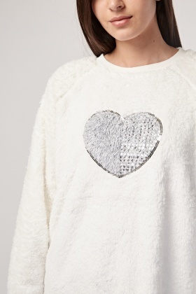 sequin heart sweatshirt