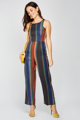 yellow and blue striped jumpsuit