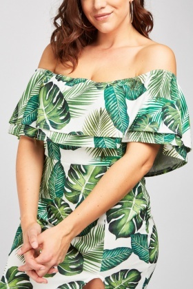 tropical bardot dress