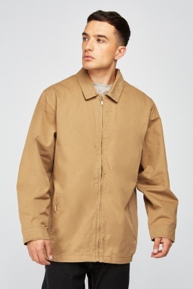 Zip Up Tan Collared Jacket - Just $6