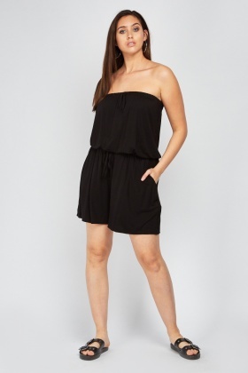 black strapless playsuit