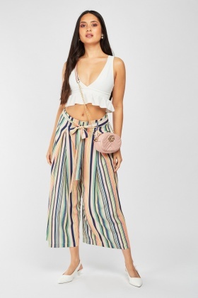 striped culotte pants