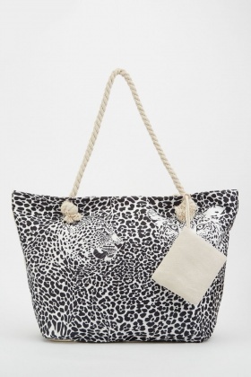 white leopard print bag