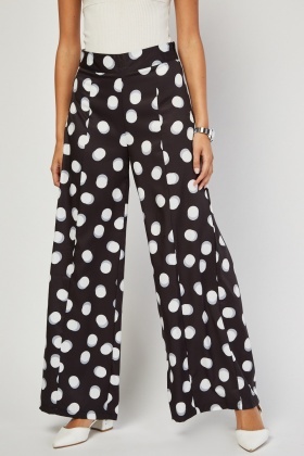 polka dot wide leg trousers