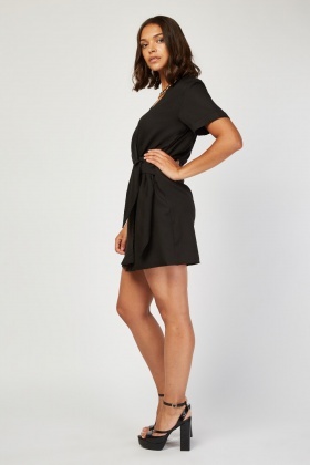 tie up mini wrap dress