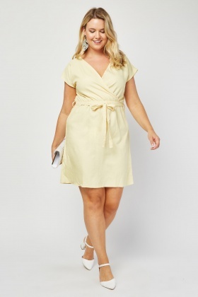 pastel yellow wrap dress