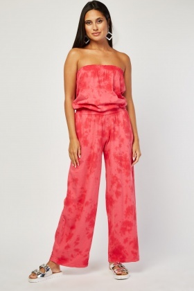 strapless flared jumpsuit