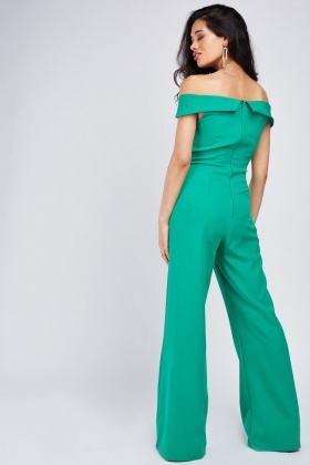 green off the shoulder jumpsuit