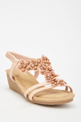wedge sandals with flowers