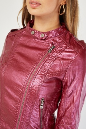 metallic faux leather jacket