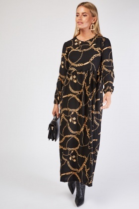 chain print maxi dress