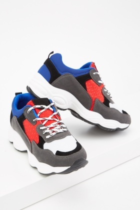 colour block chunky trainers