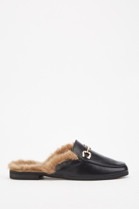 fur mule loafers