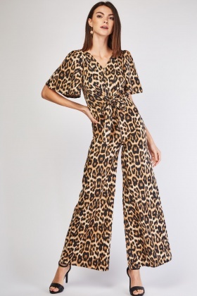 leopard print flared jumpsuit