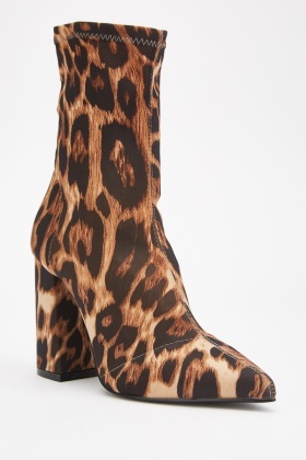 leopard block heel boots