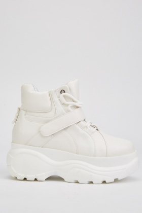 chunky white high top sneakers
