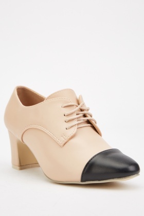 Mid Heel Contrasted Oxford Shoes - Just $6