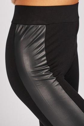Faux Leather Panel Leggings - $6