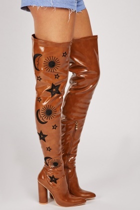 camel colored thigh high boots