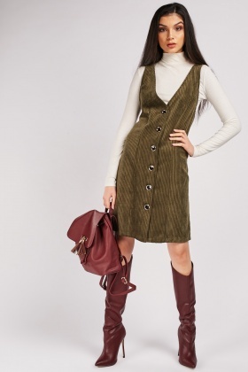 v neck pinafore dress