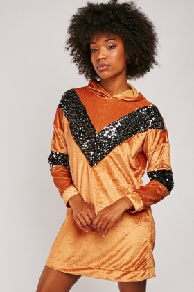 sequin hooded dress