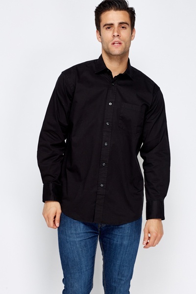 Black Thick Cotton Shirt - Just $7