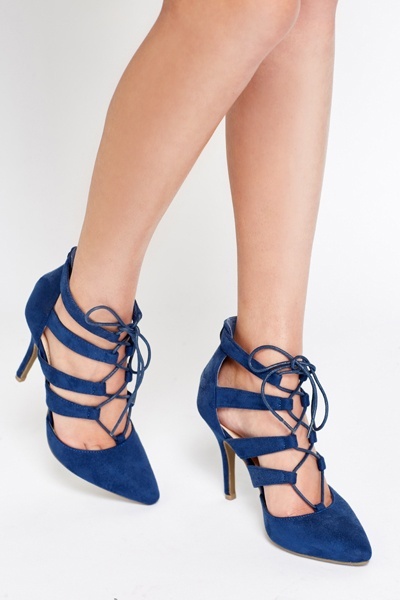 lace up heels blue