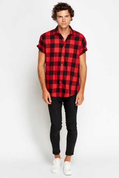 Red Checked Short Sleeve Shirt - Just $7